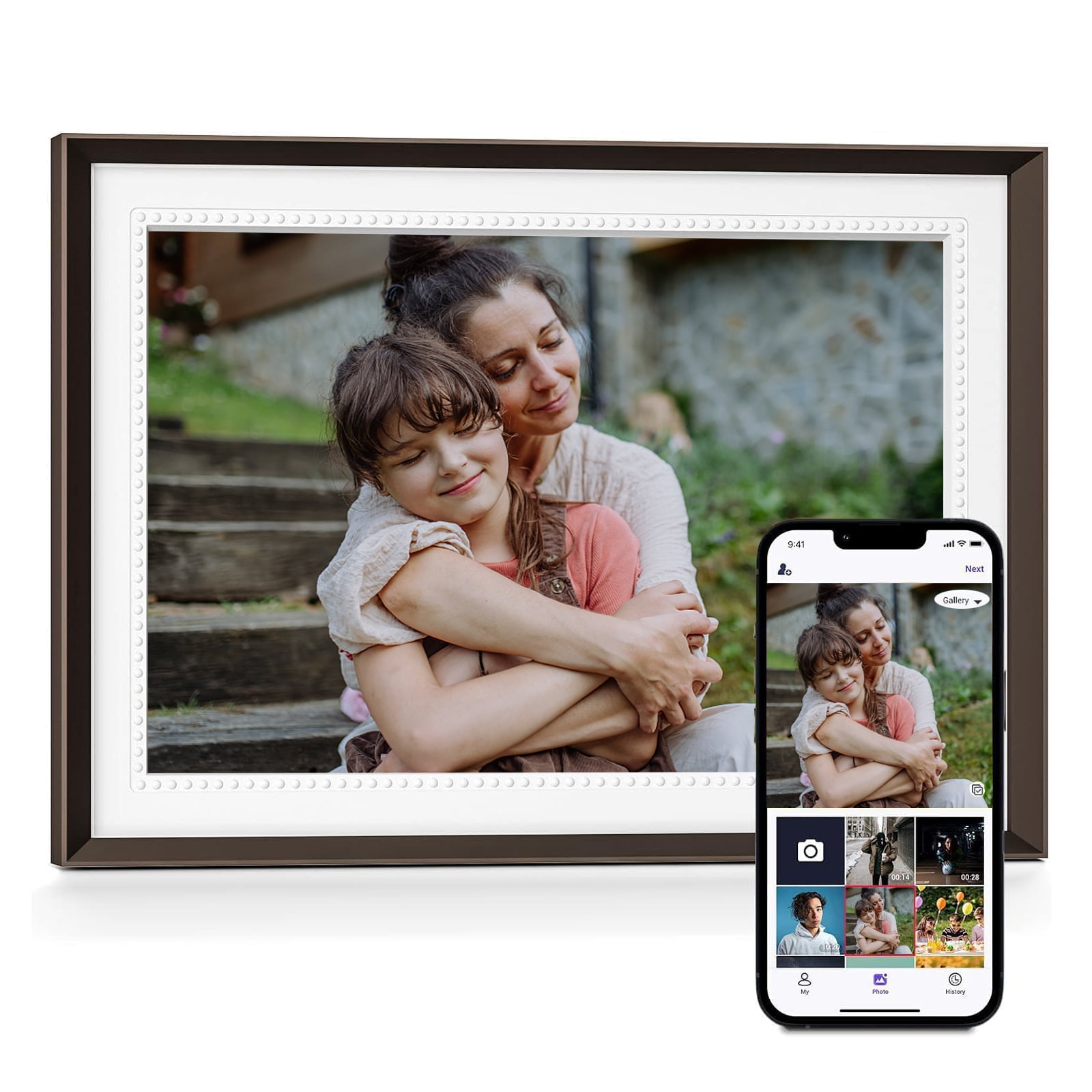 10.1 inch Digital Picture Frame WiFi Touch Screen with 16GB Storage and