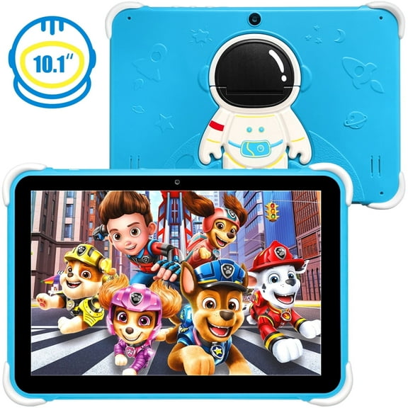 10.1 inch Kids Tablet, 64GB Storage WiFi Android 14 Tablet for Kids, HD Touch Screen, Parental Control, Learning Tablet with IWAWA Application, Children's Tablet with Blue Case S1