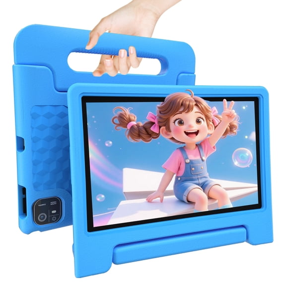 10.1 inch Kids Tablet Android 15 Tablets for Kids with EVA Protective Case 8GB RAM 64GB Storage Toddler Tablet, Parental Controls, 12-hr Battery, WiFi, GPS, Blue