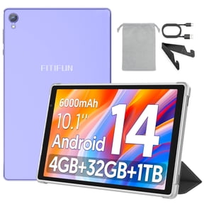 FITIFUN 10.1 inch Tablet Android 14 Tablets with Case, 4GB RAM 32GB ROM 1TB Expand, Quad-core, HD Display, WiFi, Dual Camera, Purple