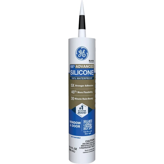 GE Silicone Window and Door Caulk Cartridge - Black - 1 Pack, 9.8 oz