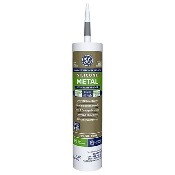 10.1 oz GE Advanced Gray Silicone 2 Metal Gutter Caulk Sealant - Pack of 12