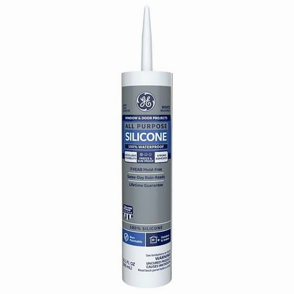 10.1 oz GE White Silicone 1 Window & Door Caulk Sealant, Pack of 12