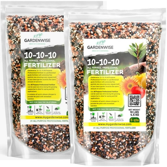 10-10-10 All-Purpose Professional Fertilizer Plant Food for Indoor/Outdoor Gardening; Premium Shrub, Tree, Flower, Vegetable and Lawn Fertilizer; Quick-Release Nitrogen (10 QUARTS)