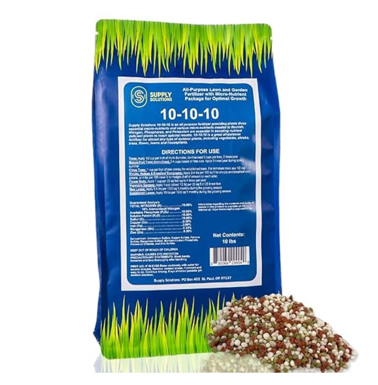 10-10-10 Complete Lawn & Garden Granular Fertilizer with Micronutrients – Balanced NPK Plant Food for Soil Health, & Roots – Safe for Vegetables, Fruits, Lawns (10 Pound)