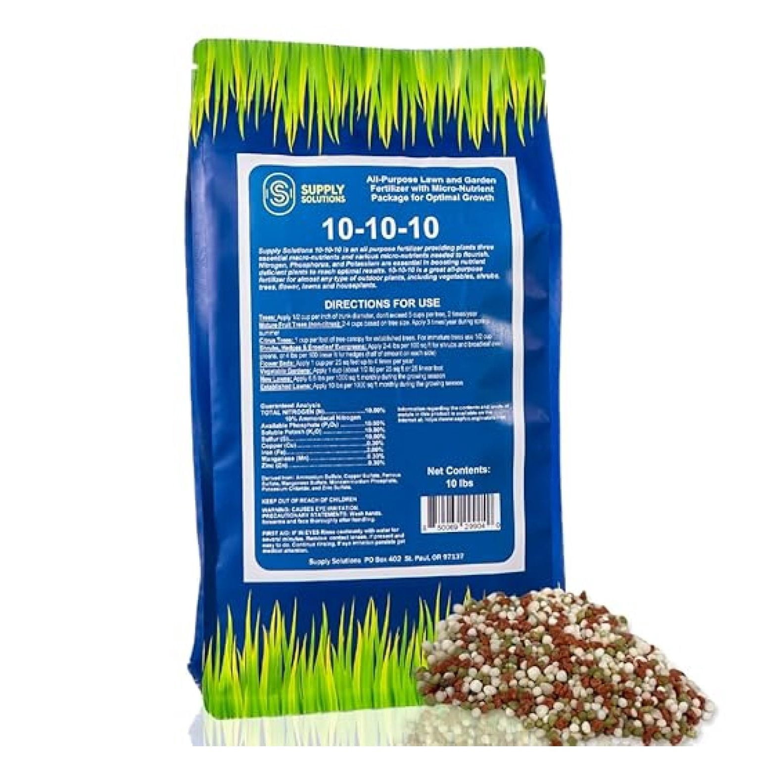 10-10-10 Complete Lawn & Garden Granular Fertilizer with Micronutrients – Balanced NPK Plant Food for Soil Health, & Roots – Safe for Vegetables, Fruits, Lawns (10 Pound)