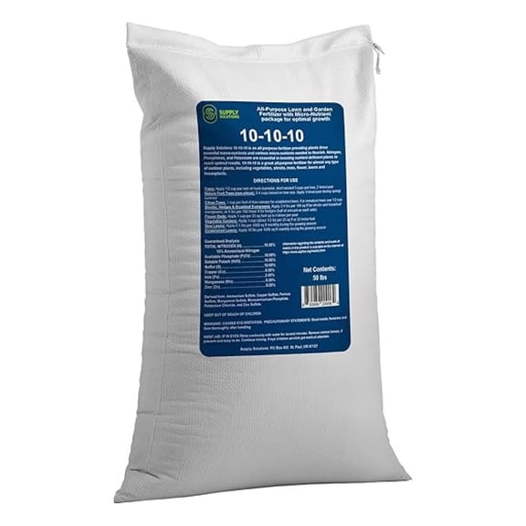 10-10-10 Complete Lawn & Garden Granular Fertilizer with Micronutrients Balanced NPK Plant Food for Soil Health, & Roots Safe for Vegetables, Fruits, Lawns (50 Pounds)
