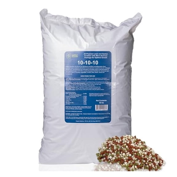 10-10-10 Complete Lawn & Garden Granular Fertilizer with Micronutrients Balanced NPK Plant Food for Soil Health, & Roots Safe for Vegetables, Fruits, Lawns (50 Pounds)
