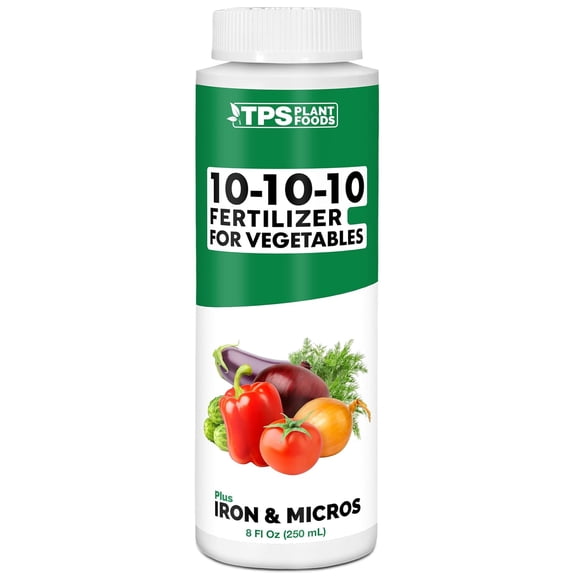10-10-10 Fertilizer for Vegetables  Liquid Plant Food with Iron & Micronutrients for Balanced Nutrition, Strong Roots & Healthy Harvests, 8 oz