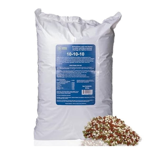 10-10-10 Granular Fertilizer with Micronutrients - 50 lb Bag - Balanced NPK for Lawns, Vegetables & Fruits - Complete Plant Food for Soil Health & Root Growth