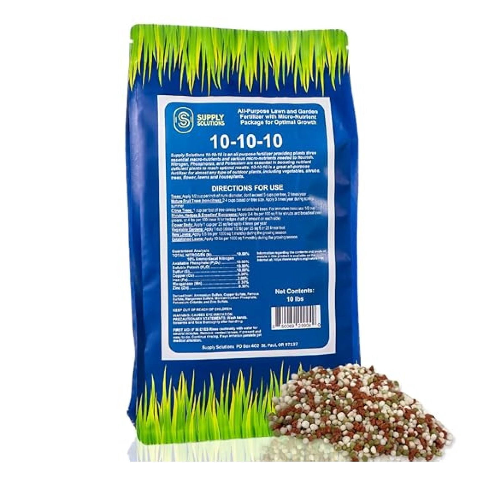 10-10-10 Granular Fertilizer XYT 10-lb Balanced NPK For Lawn Garden Vegetables Soil Health