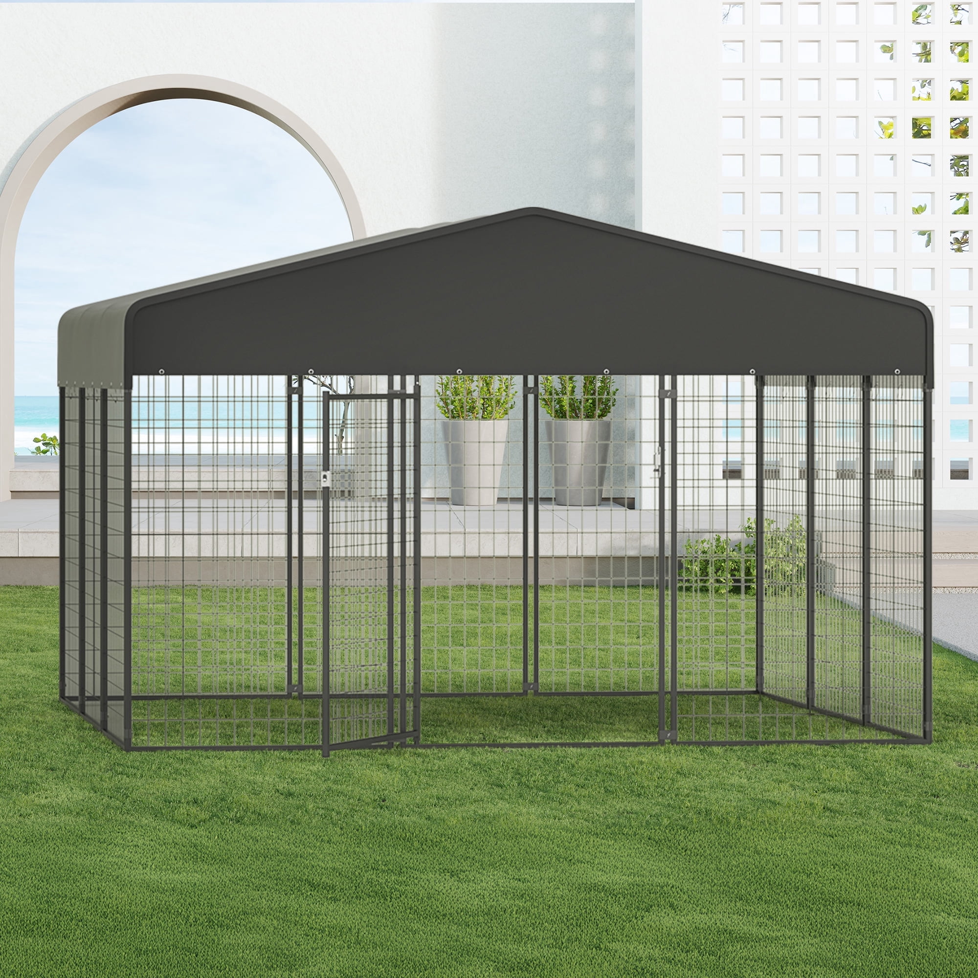 10×10×5.6 ft Large Dog Crate Heavy Duty Dog Kennel Outdoor Dog Playpen ...