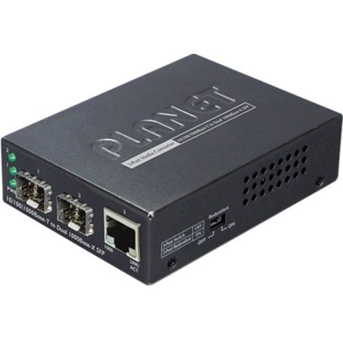 10/100/1000Base-T to Dual 1000Base-X SFP Media Converter