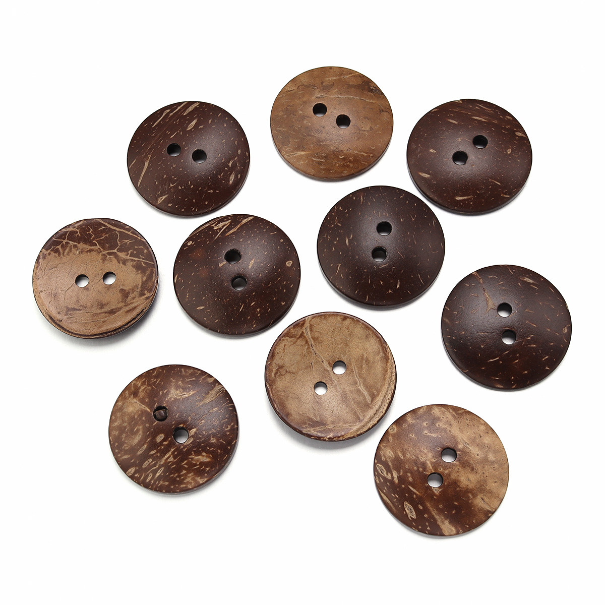 10-100Pcs Natural Coconut Shell Button Round 2-Holes Buttons for ...