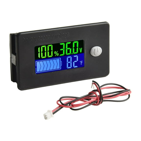 10-100V Digital Battery Capacity Tester For Lithium Lead-Acid Car Rv Boat Battery With Voltage Temperature Display Battery Monitor Black 24V
