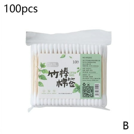 10/100pc Bamboo Cotton Swabs Double-head Wood Sticks Disposable Swab Cotton Y9R7 F4K4