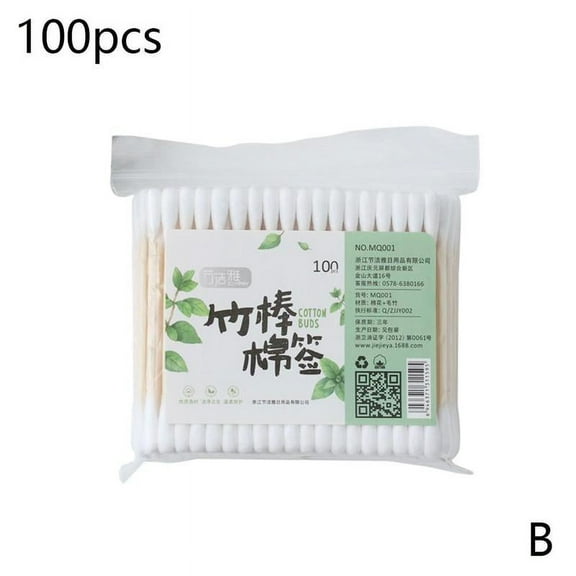 10/100pc Bamboo Cotton Swabs Double-head Wood Sticks Disposable Swab Cotton Y9R7 F4K4