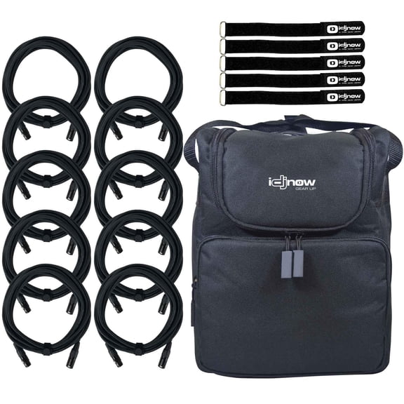 (10) 10FT Sure-Fit DMX Connecting Cables with Carry Case Accessories Package