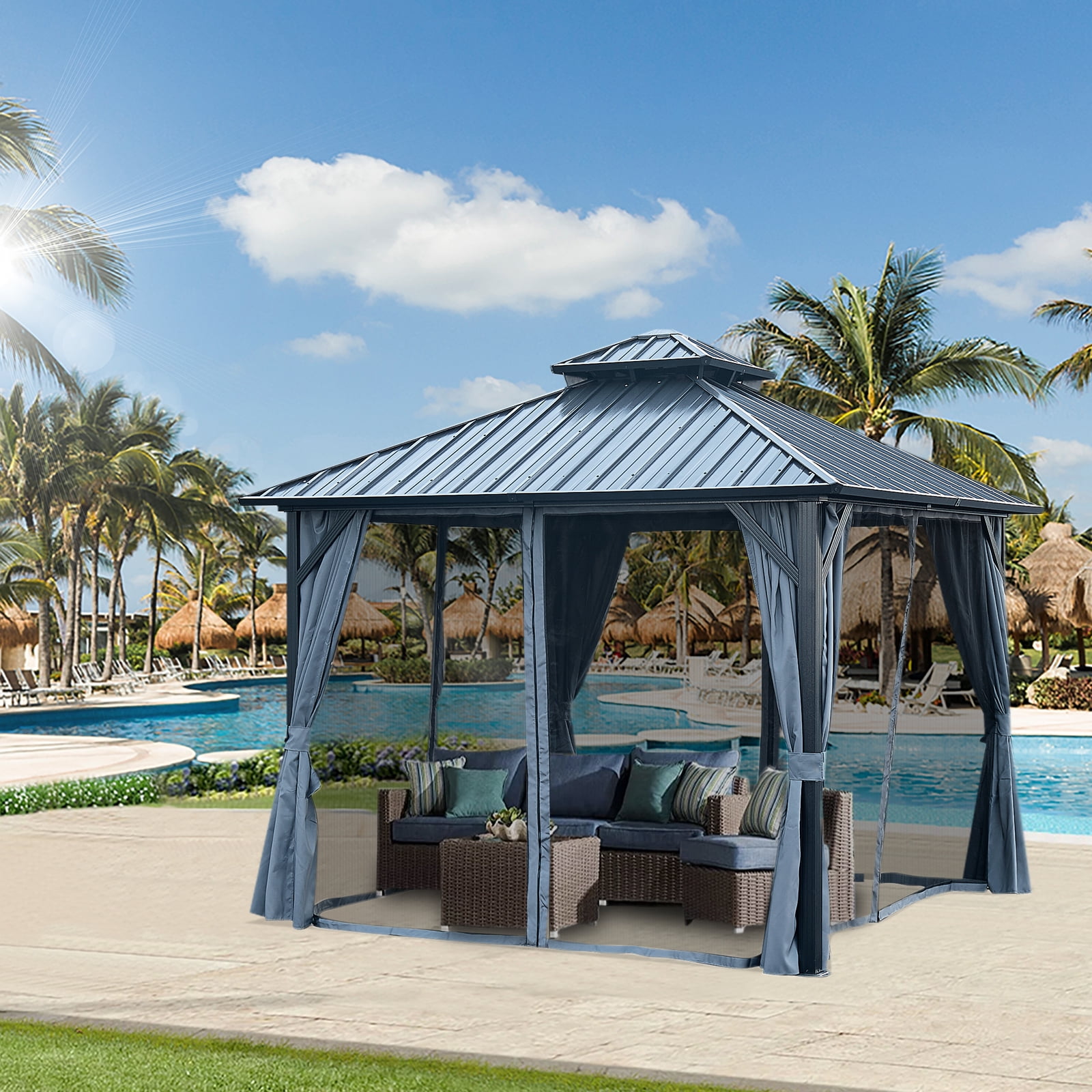 10*10FT patic gazebo,alu gazebo with steel canopy,Outdoor Permanent