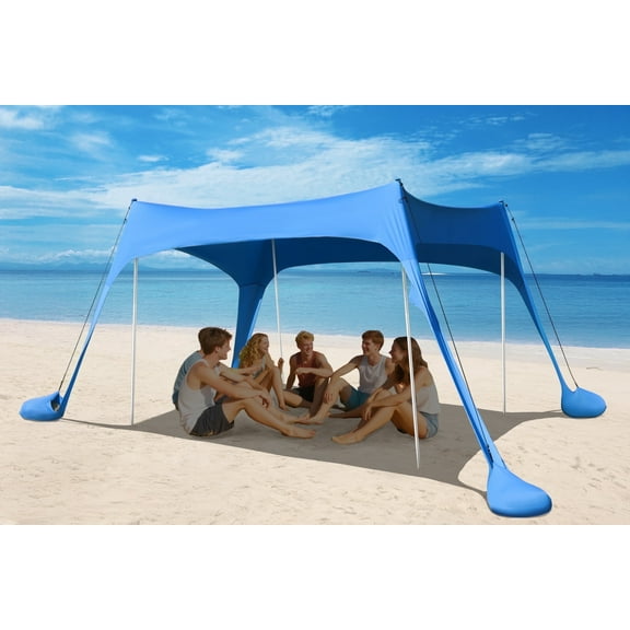 Easierhike 10'x10' Beach Tent Sun Shelter, UPF 50+ Windproof Beach Canopy for 8-10 People, Portable with Carry Bag, Easy Setup for Outdoor, Royal Blue