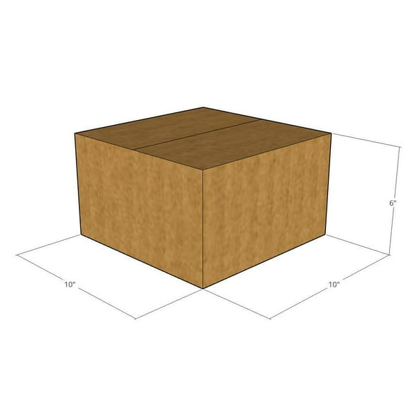 10x10x6 Kraft Brown Corrugated Shipping Boxes, 32 ECT Single-Wall, Qty 10