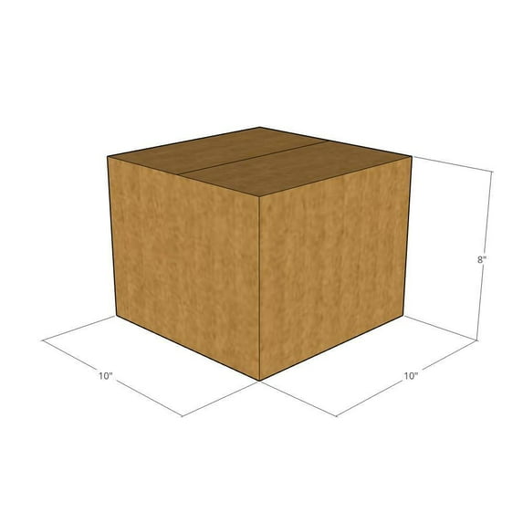 10x10x8 Kraft Brown Corrugated Shipping Boxes, 32 ECT Single-Wall, Qty 10