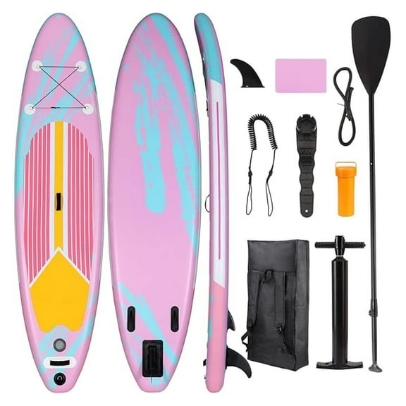 10/11/12FT Inflatable Stand Up Paddle Board W/ Accessories, Surf Board W/ 3 Fins Paddleboard, 12-15 PSI Hand Pump, Repair Kit, Straps, Carrying Bag for Youth & Adults All Skills