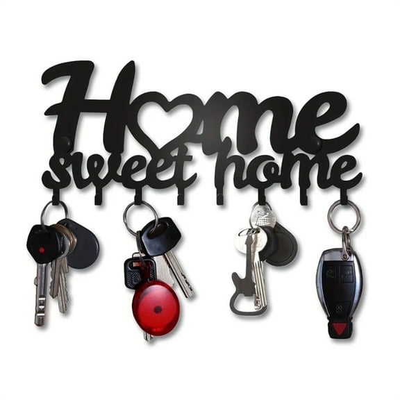 10.114.72 Inches Key Rack for Wall, Black Key Holder for Wall Decorative, Metal Wall Decor for Hallway, Entryway, Key Hooks Hanging Keys