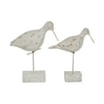thumbnail image 1 of 10", 11"H White Polystone Bird Sculpture, by DecMode (2 Count), 1 of 9