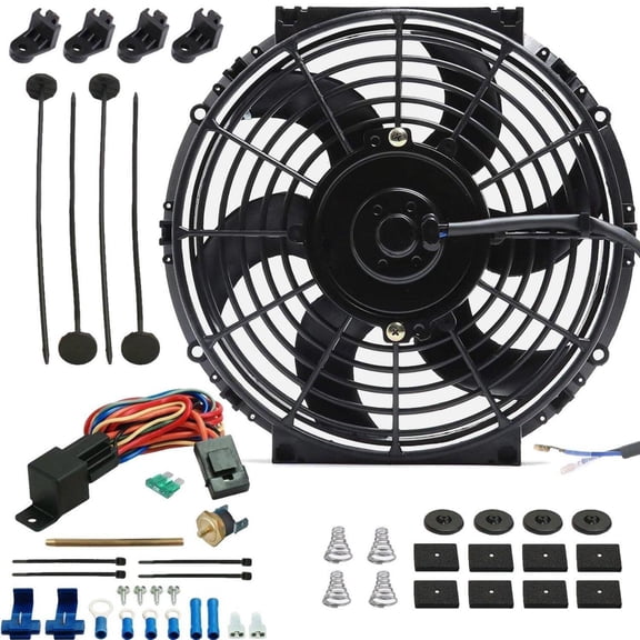 10-11 Inch 90w Electric Radiator Fan Push-In Fin Probe Switch Wire Kit