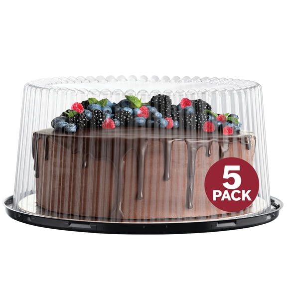 10-11 Inch Disposable Plastic Cake Carriers with Dome Lids and Cake Boards