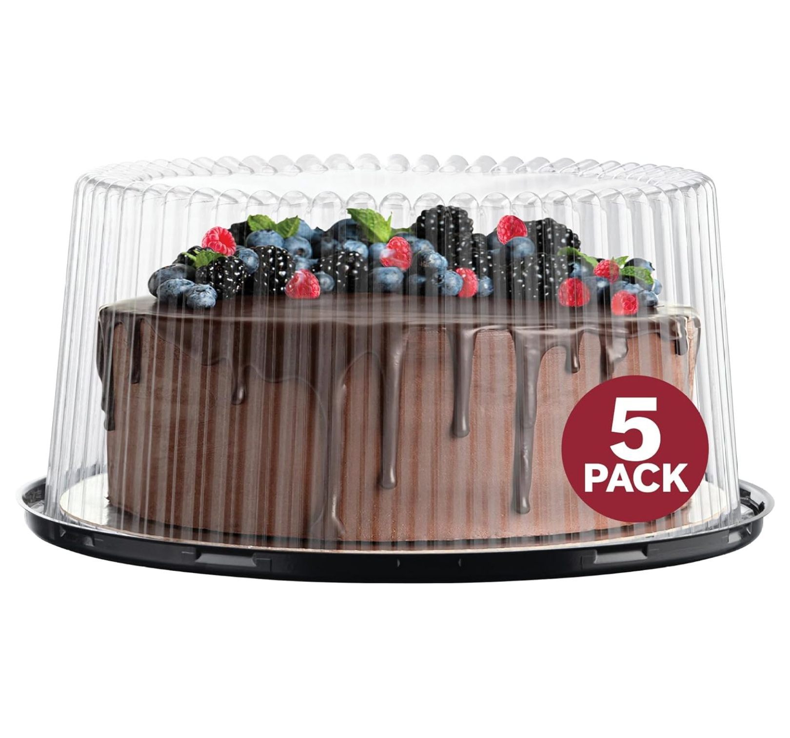 10 11" Plastic Disposable Cake Containers With Dome Lids And Cake