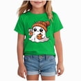 thumbnail image 1 of 10-11 Years Girl Halloween Etiquette Bow Flower T Shirt Halloween Graphic Tees for Girls Halloween T-Shirt Party Gift, 1 of 5