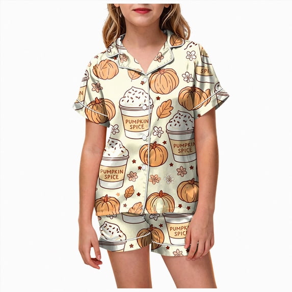 10-11 Years Tween Girls Short Sleeve Print Shirts Tops Pants Outfits Girls Beach Pajamas Matching Girl Clothing Sets
