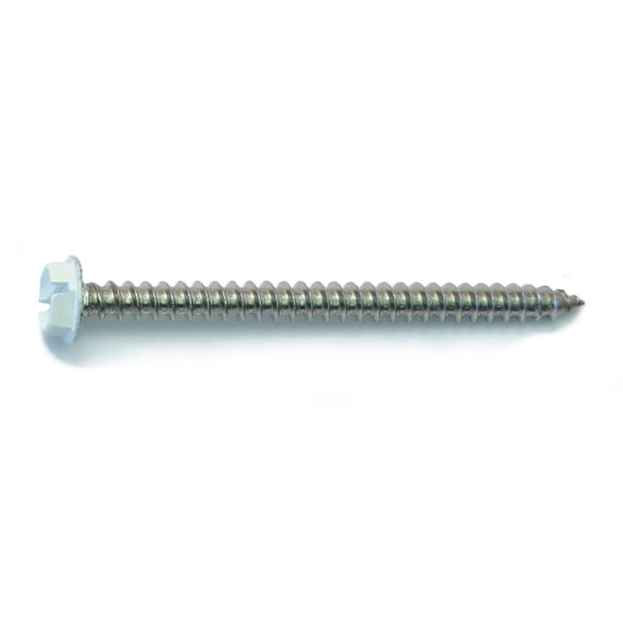 #10-11 x 2-1/2" White Painted 18-8 Stainless Steel Hex Washer Head Sheet Metal Screws SMSHSS-459