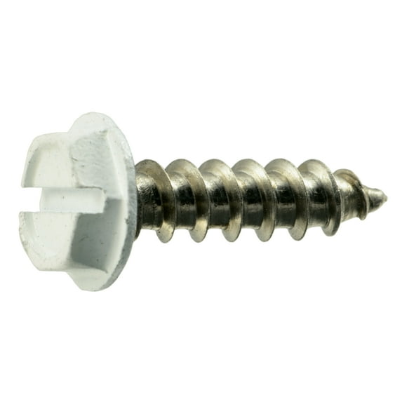 #10-11 x 3/4" White Painted 18-8 Stainless Steel Hex Washer Head Sheet Metal Screws SMSHSS-413