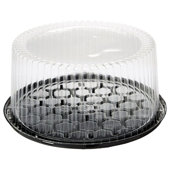 10-11inch Cake Double Layer Clear Cake Container Dome and Base Carry & Display Storage Box (4 Pack)
