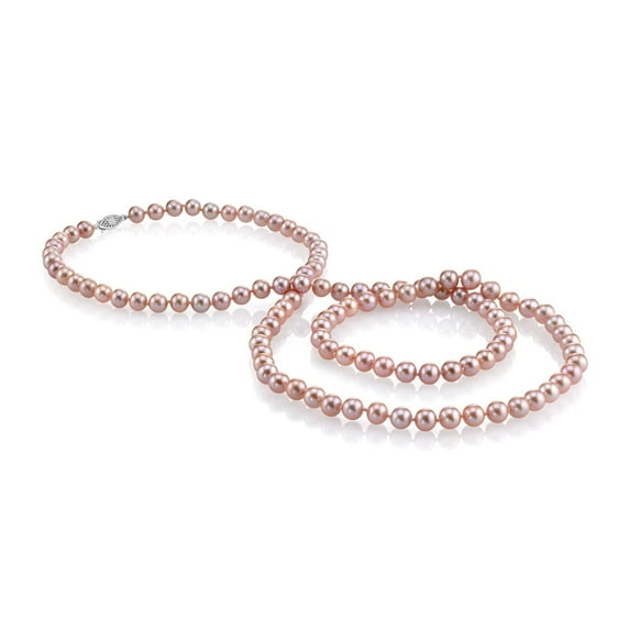 10-11mm AAA Quality Round Pink Freshwater Cultured Pearl Necklace for Women in 36 Opera Length