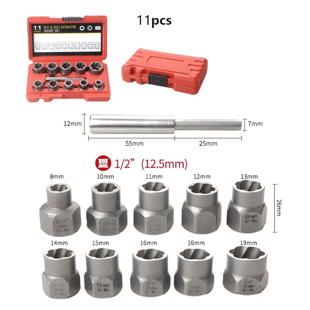 10/11pcs 1/2 Broken Bolt Extractor Socket Set Nut Remover Drive