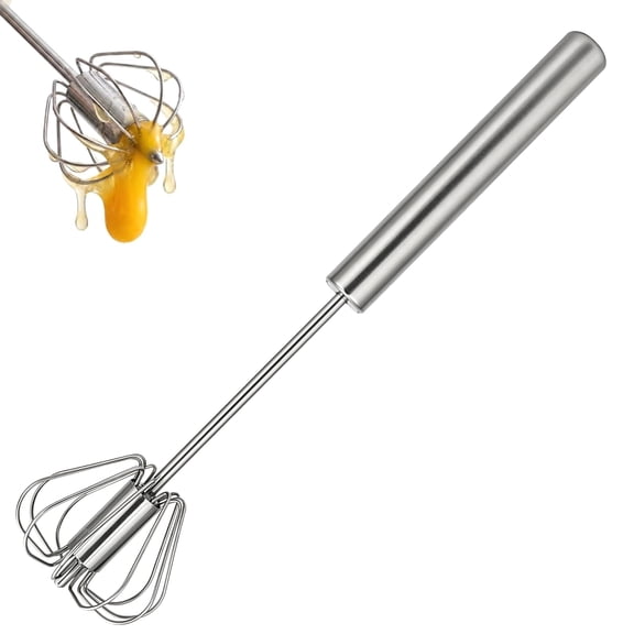 10/12/14in Easy Whisk Stainless Steel Hand Push Egg Beaters, Effortless Press‑to‑Whisk Design for Eggs Cream Batter Coffee Baking Kitchen Tool