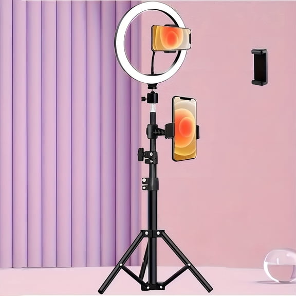 10/12'' Circular Selfie Ring Light, Desk Tripod And Phone Stand, Adjustable Height Ranging from 15 to 43 Inches, Dimmable LED Circular Light for Selfie Photography, Makeup, And Youtube