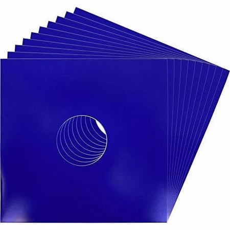 (10) 12" Colored Vinyl Record Jackets With Hole - Glossy Blue #12JWBLHH