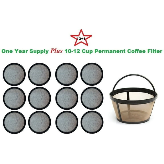 10-12 Cup Permanent Basket-Style Coffee Filter & a set of 12 Water Filters designed to fit Mr. Coffee Coffeemakers