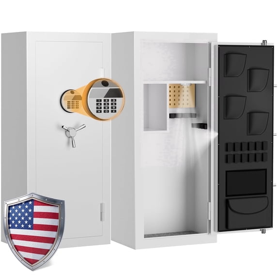 10-12 Assembled Heavy-Duty Large Gun Safe for Shotguns, Heavty-Duty Gun Cabinet with Adjustable Pegboard, Digital Gun Storge for Home,Office, Hunting,Shooting