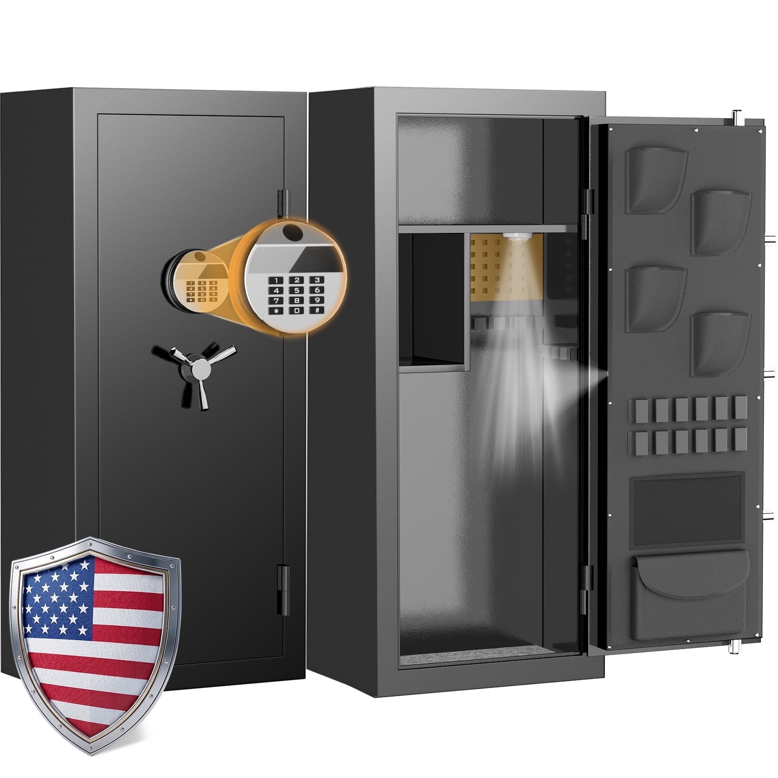 Extra Large Gun Safe for Pistol,Storage Guns (with/Without Scopes), Home Gun Cabinet with Adjustable Pegboard, Gun Safe for Home,Office, Hunting,Shooting