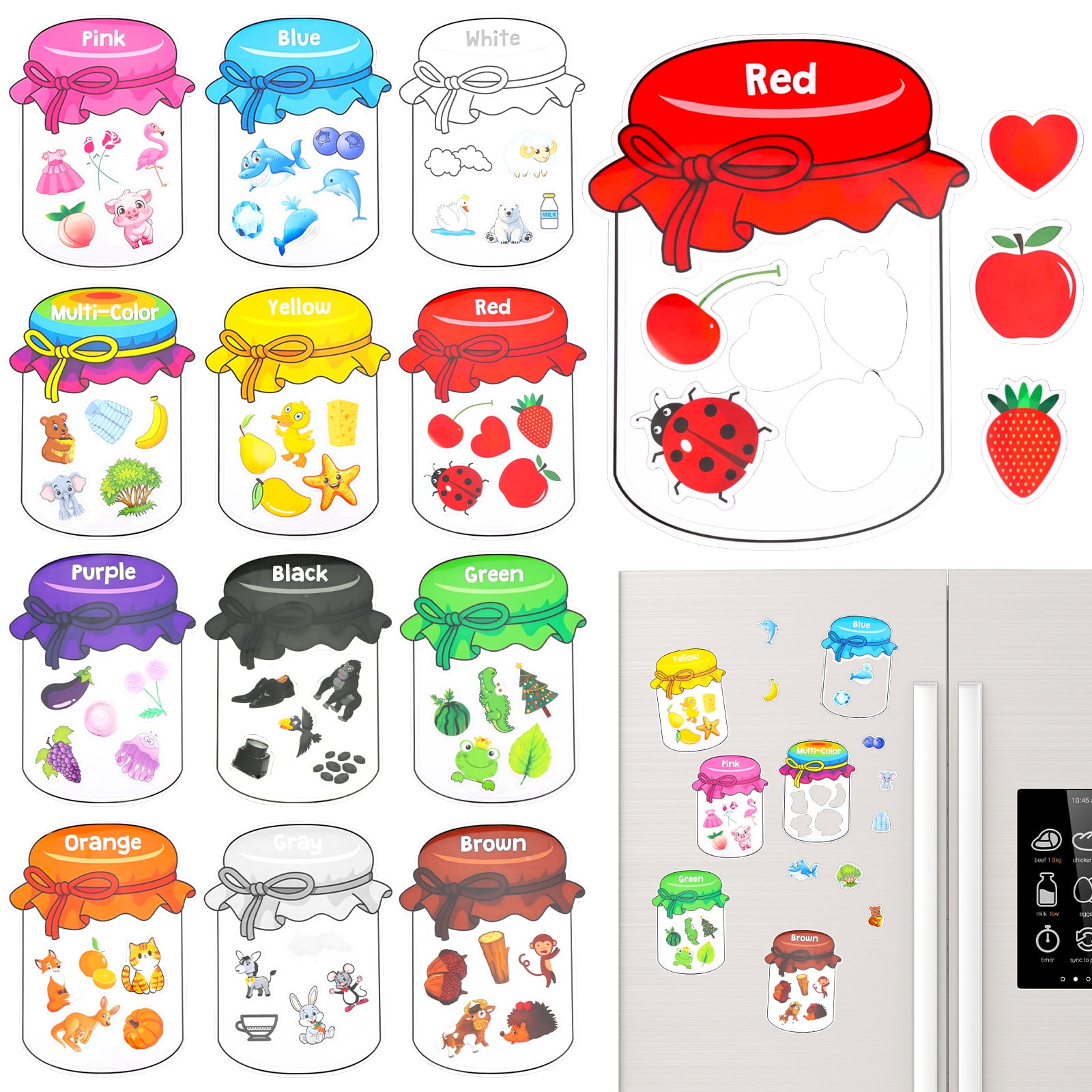 10/12 Pack Magnet Color Sorting Fridge Toys – Early Education Magnetic Learning for Refrigerator & Whiteboard, 2-6 Years Old Kids