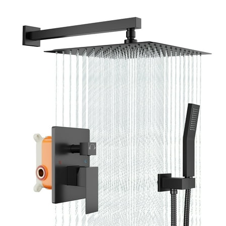 10"/12" Square/Round Rain Shower Faucet System – High-Pressure Wall-Mounted Shower Set with Handheld & Valve