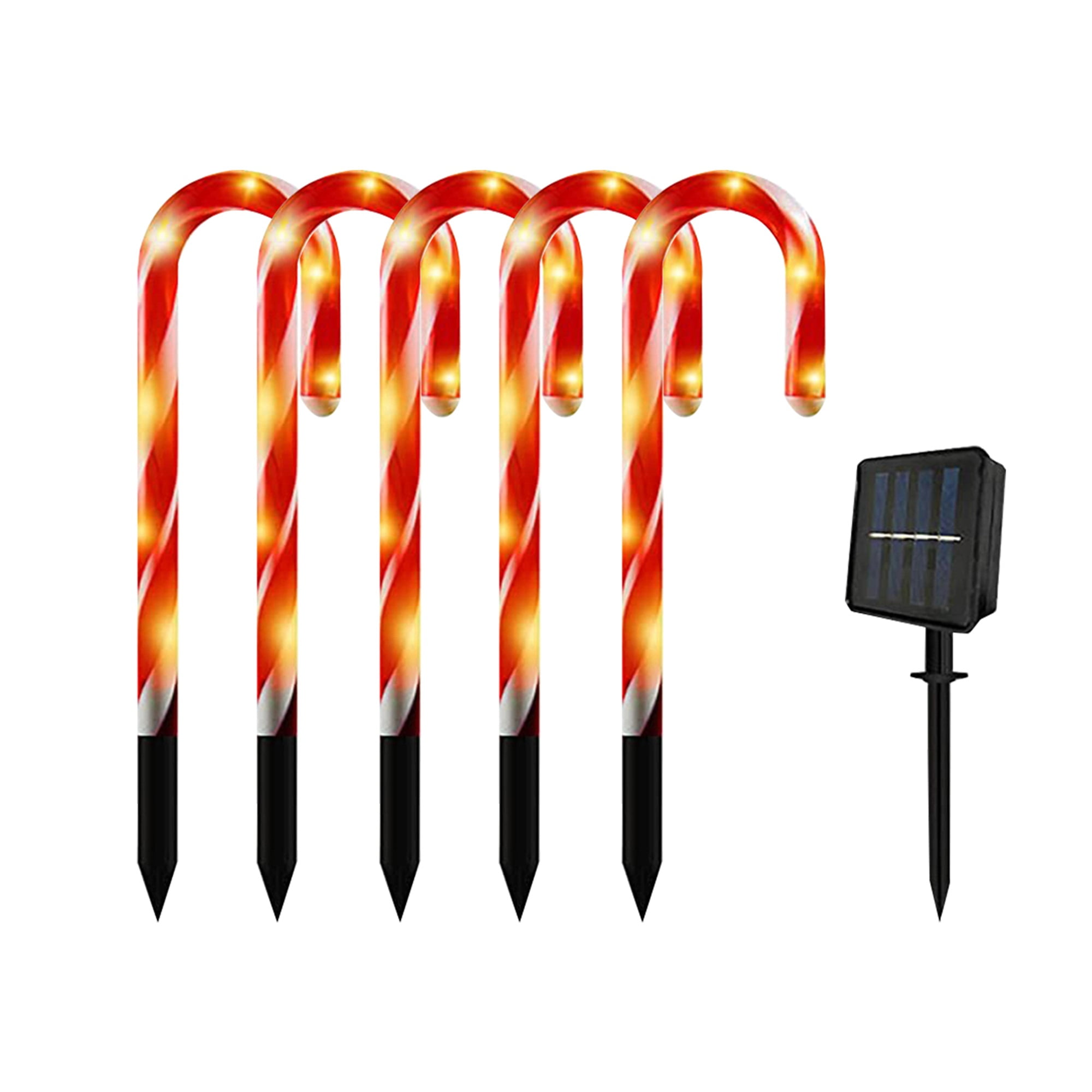10/12Pcs Christmas Candy Cane Pathway Marker Lights, 21In Solar