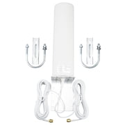 10-12dBi 4G Antenna Outdoor Dual SMA Male with 16.4ft RG174 Cable High Gain 698-2700MHz 3G/4G LTE White OmniDirectional Outdoor Mount Antenna for Cellular 4G LTE Router Mobile Hotspot Wireless