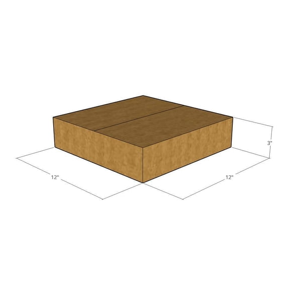 12x12x3 Kraft Brown Corrugated Shipping Boxes, 32 ECT Single-Wall, Qty 10